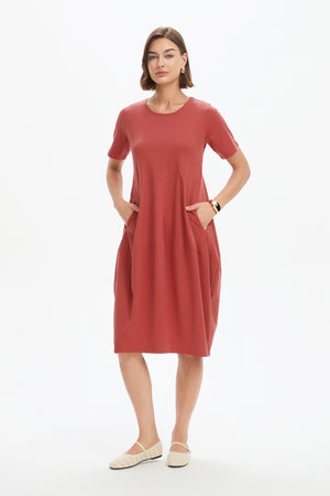SHORT SLEEVE DIAGONAL SEAM DRESS