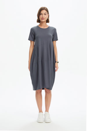 SHORT SLEEVE DIAGONAL SEAM DRESS