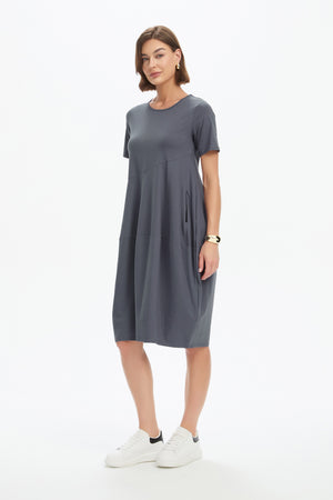 SHORT SLEEVE DIAGONAL SEAM DRESS