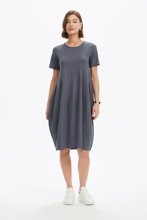 SHORT SLEEVE DIAGONAL SEAM DRESS