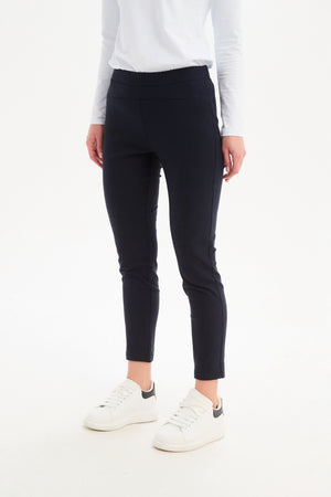 Women’s Straight Crop Leg Pants. High Ankle, Mid-rise & Elastic Waist