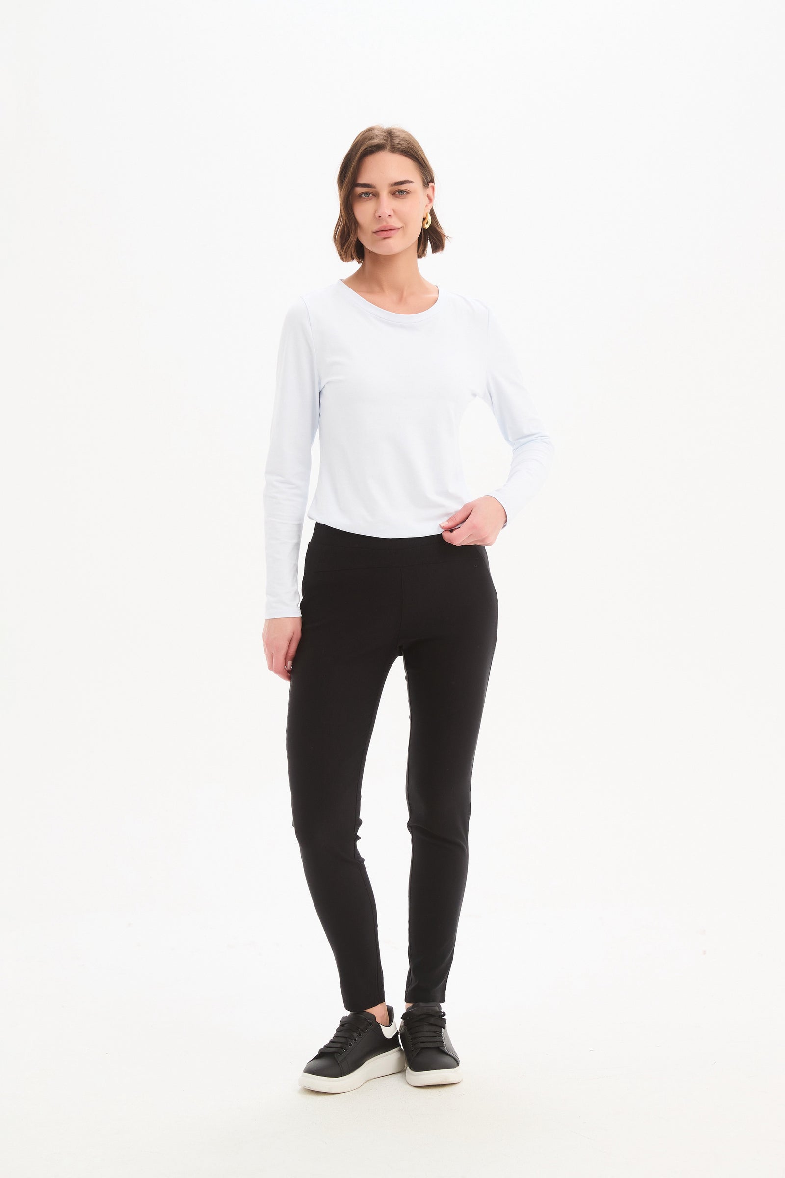 Women’s Slim Leg Straight Work Pants, Mid-Rise Waist khaki