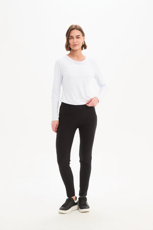 Women’s Slim Leg Straight Work Pants, Mid-Rise Waist 1