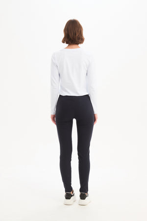 Women’s Slim Leg Straight Work Pants, Mid-Rise Waist black 2