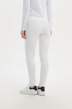 Women’s Slim Leg Straight Work Pants, Mid-Rise Waist white 2