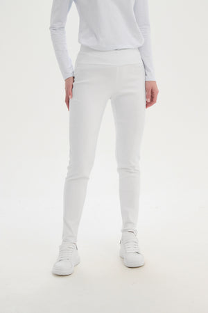 Women’s Slim Leg Straight Work Pants, Mid-Rise Waist white