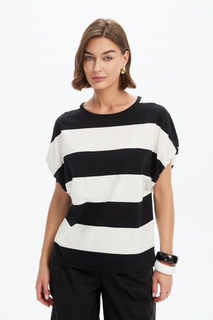 STRIPE BUBBLE SLEEVE TEE