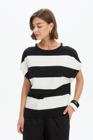 STRIPE BUBBLE SLEEVE TEE