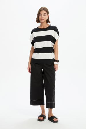 STRIPE BUBBLE SLEEVE TEE