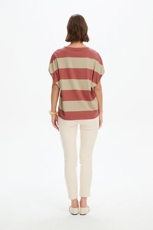 STRIPE BUBBLE SLEEVE TEE