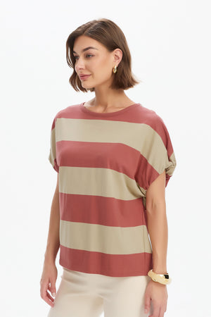 STRIPE BUBBLE SLEEVE TEE