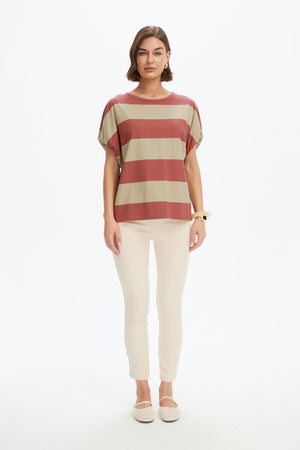STRIPE BUBBLE SLEEVE TEE