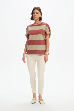 STRIPE BUBBLE SLEEVE TEE