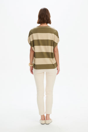 STRIPE BUBBLE SLEEVE TEE