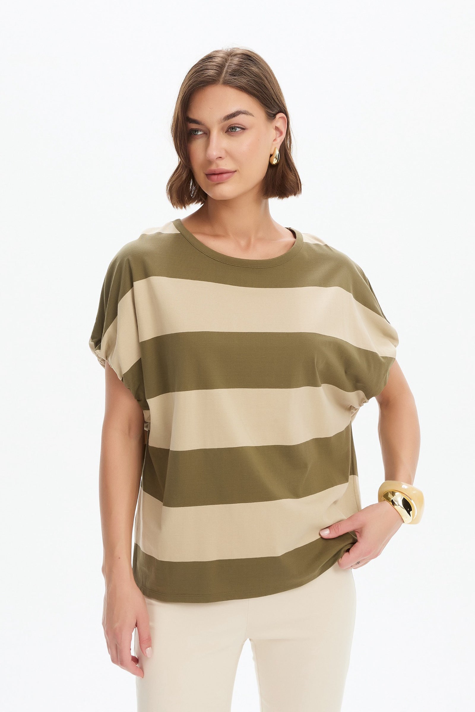 STRIPE BUBBLE SLEEVE TEE