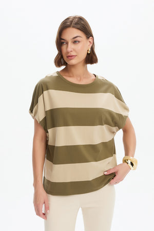 STRIPE BUBBLE SLEEVE TEE
