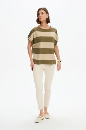 STRIPE BUBBLE SLEEVE TEE