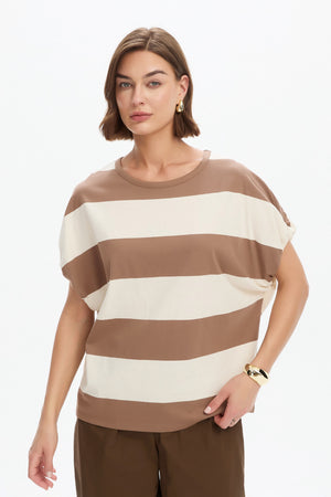 STRIPE BUBBLE SLEEVE TEE