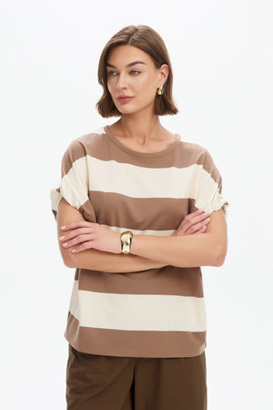 STRIPE BUBBLE SLEEVE TEE