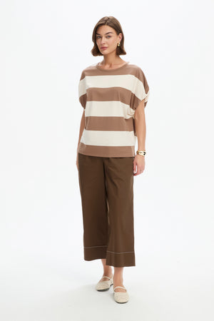 STRIPE BUBBLE SLEEVE TEE