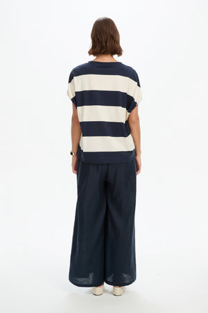 STRIPE BUBBLE SLEEVE TEE