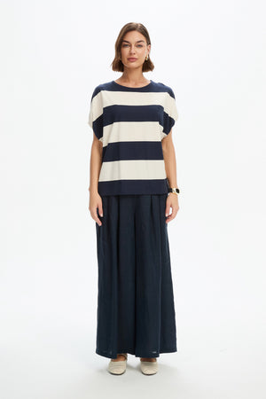 STRIPE BUBBLE SLEEVE TEE