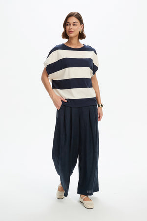 STRIPE BUBBLE SLEEVE TEE