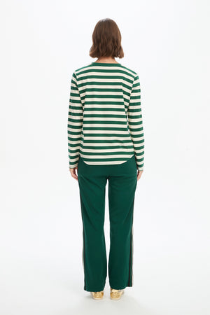 STRIPE CURVE HEM TSHIRT