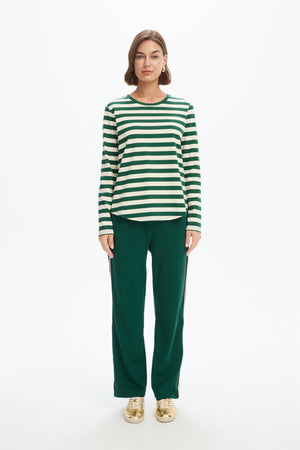 STRIPE CURVE HEM TSHIRT