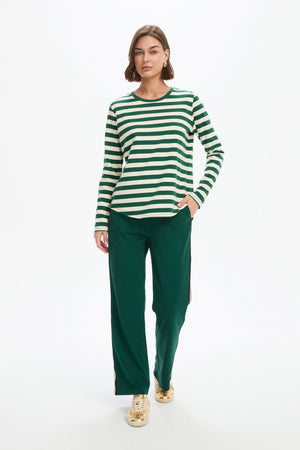 STRIPE CURVE HEM TSHIRT