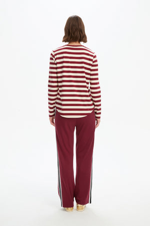 STRIPE CURVE HEM TSHIRT
