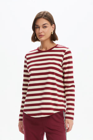 STRIPE CURVE HEM TSHIRT