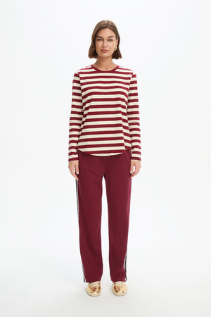 STRIPE CURVE HEM TSHIRT