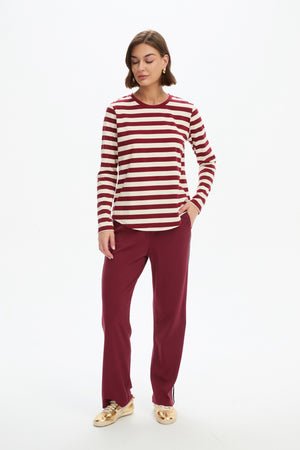 STRIPE CURVE HEM TSHIRT