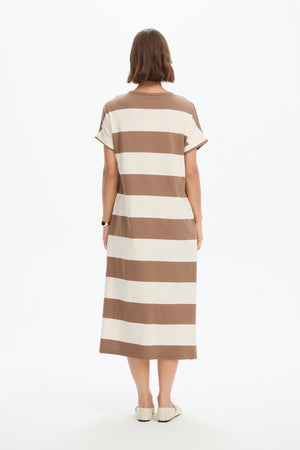 STRIPE EASY MIDI DRESS