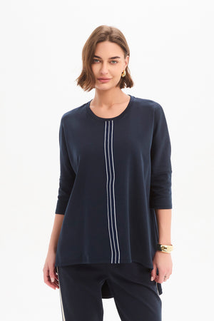 STRIPE FRONT 3/4 SLEEVE TEE