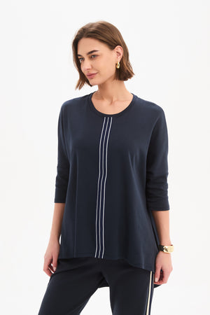 STRIPE FRONT 3/4 SLEEVE TEE