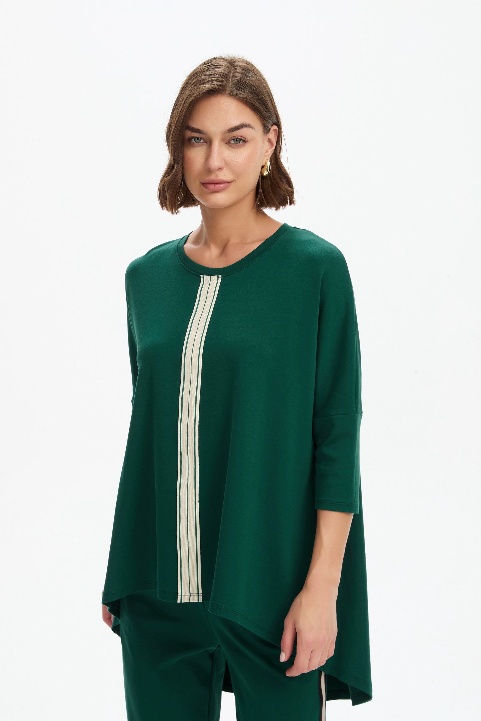 STRIPE FRONT 3/4 SLEEVE TEE