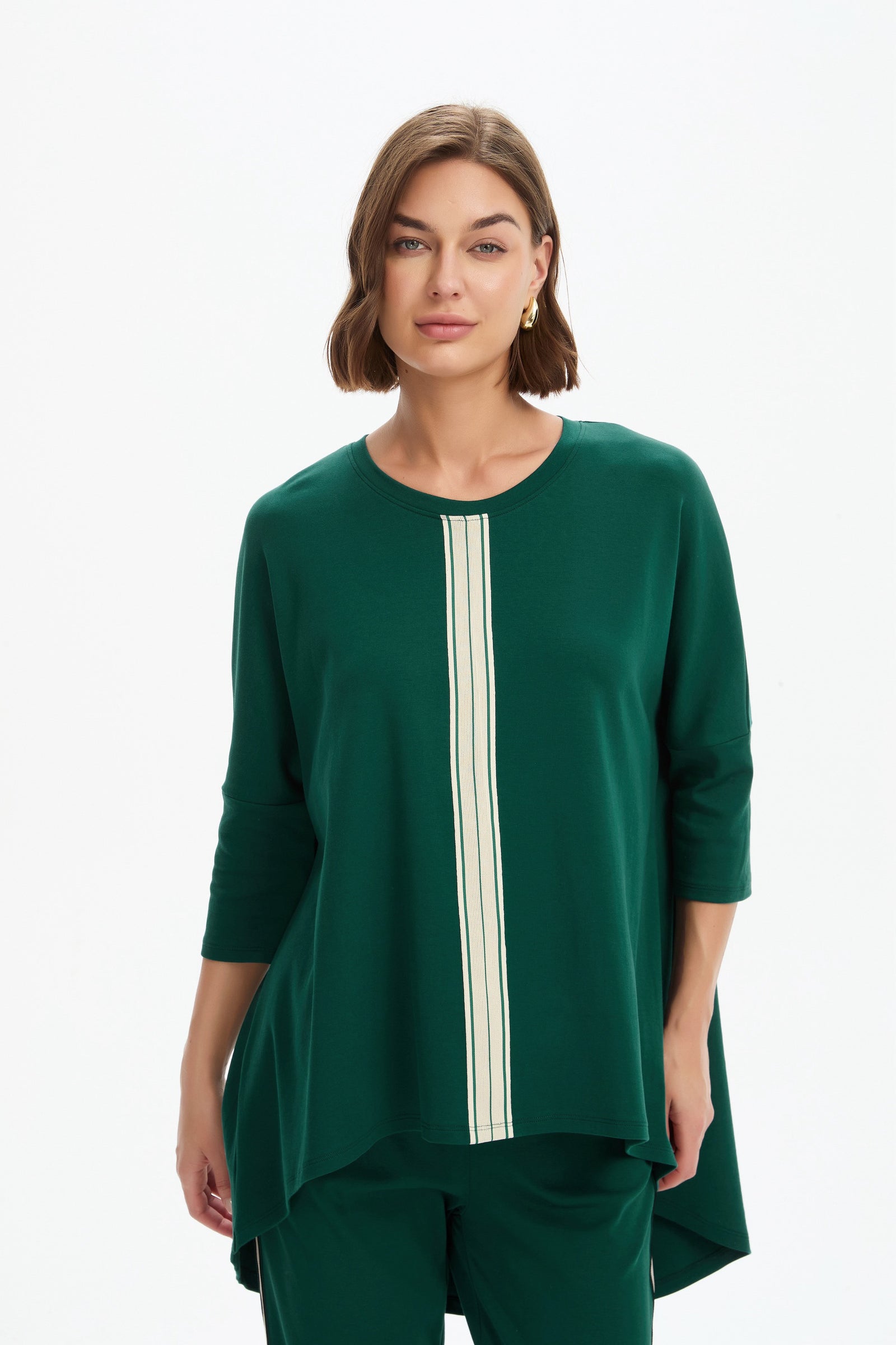 STRIPE FRONT 3/4 SLEEVE TEE