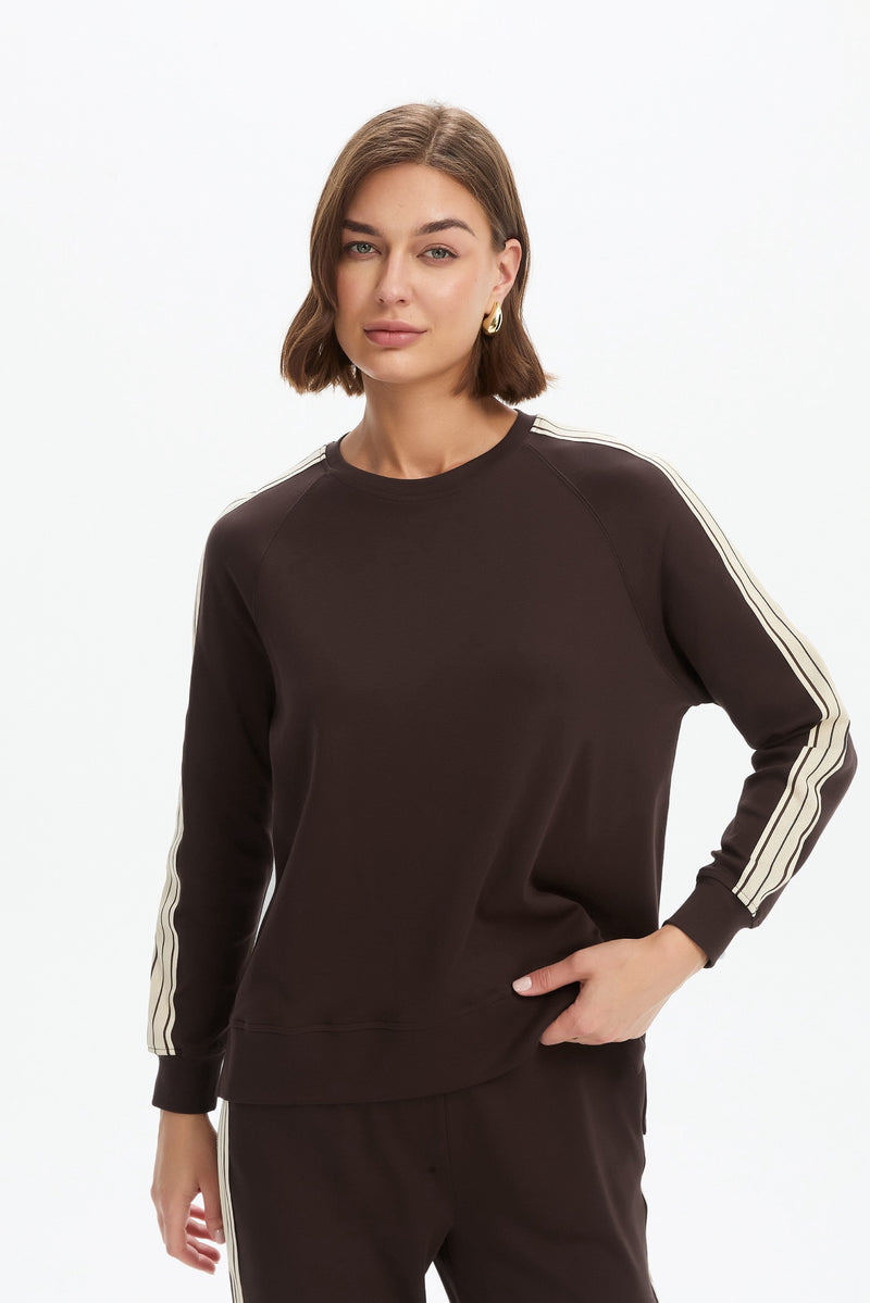 STRIPE SLEEVE SUMMER SWEAT chocolate