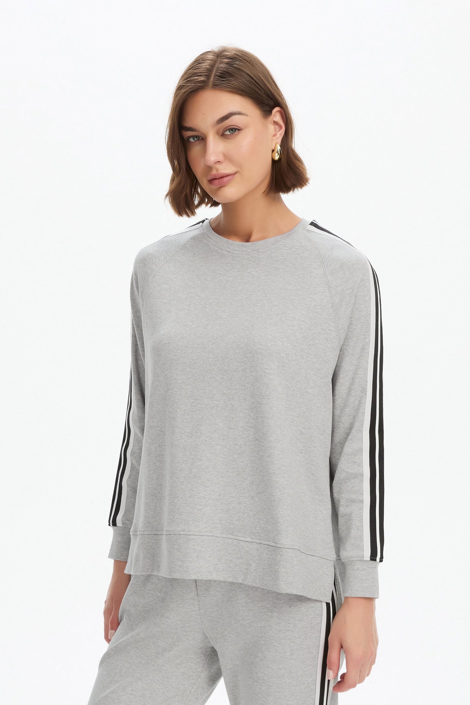 STRIPE SLEEVE SUMMER SWEAT grey