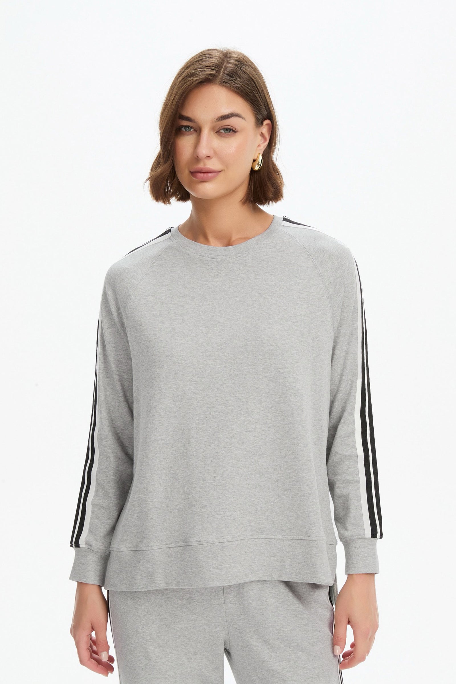 STRIPE SLEEVE SUMMER SWEAT grey