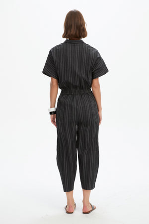 TEXTURED PINSTRIPE BARREL PANT