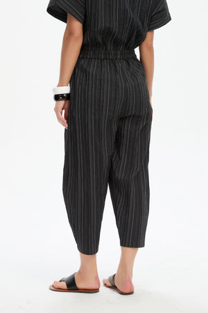 TEXTURED PINSTRIPE BARREL PANT