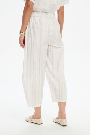 TEXTURED PINSTRIPE BARREL PANT