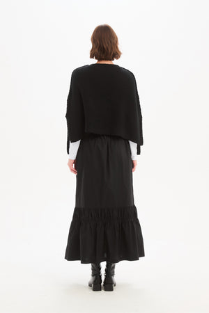 TIERED POPLIN ANKLE SKIRT