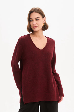 V NECK SPLIT KNIT