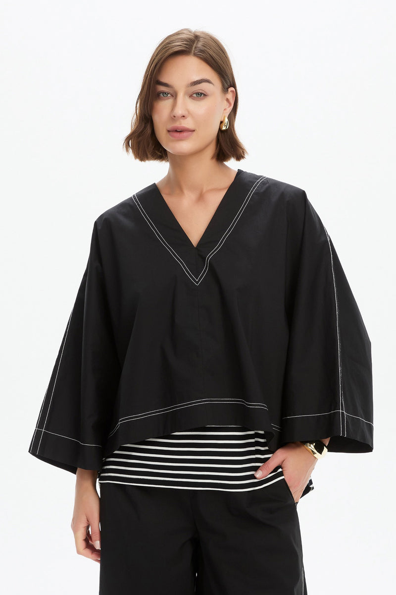 V NECK CONTRAST TOP