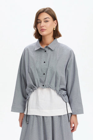 WIDE CROP GINGHAM OVERSHIRT checkered front