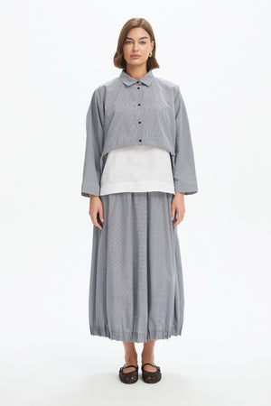 WIDE CROP GINGHAM OVERSHIRT checkered straight